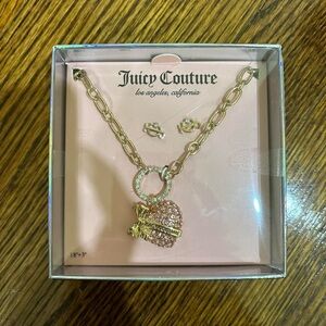 Juicy Couture Gold Necklace with Pink Heart Pendant